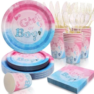 Gender Reveal Decorations Gender Reveal Plates and Napkins 168Pcs Boy or Girl... - Picture 1 of 7