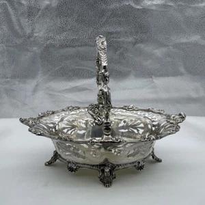  20th Century Modern George V Sterling Silver Cake Basket London 1924 Comyns - Picture 1 of 12