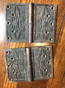 Par de bisagras de bronce de latón muy geniales L6V antiguas de 6 pulgadas faltan pasadores - Imagen 1 de 7