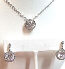 Sterling Silver 925 GM Round CZ Chain Necklace & Earring Set - 18" 5.8g