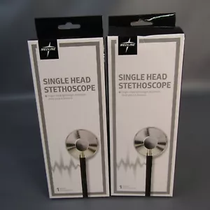 Medline Single Head Black Stethoscope #MDS926101 NEW Lot of 2 Aluminum - Picture 1 of 5