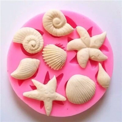 Molde de Silicona conchas Estrella de Mar Pastel Fondant Sugarcraft Jabón Hágalo Usted Mismo Resina de Arcilla Foto 1 de 3