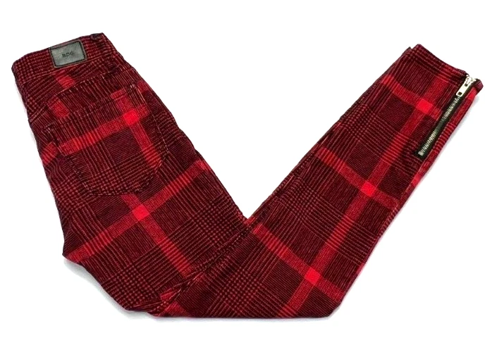 Pantalones de pana BDG Urban Outfitters para mujer (26"X26") ajustados a cuadros cremalleras al tobillo Foto 1 de 4