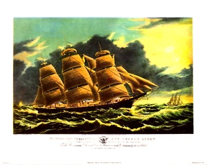 Vintage 1946 Currier & Ives CI1114-17 Clipper Ship Dreadnougt Art Print - Picture 1 of 1