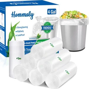 4 Gallon 350pcs small Trash Bags Strong Clear Garbage Bags, Bathroom Trash Ca... - Picture 1 of 7