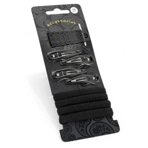 Conjunto de 20 piezas de ponis elásticos para cabello negro, empuñaduras para el cabello y pinzas para el cabello Bendie para niñas - Imagen 1 de 1