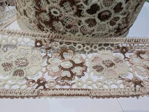 FULL ROLL 26 metres of Guipure/macramé vintage 90mm cotton lace trim - Picture 1 of 4