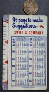 1951 Chicago Illinois Swift & Company Meat Packers calendario tascabile anche Cape Cod- - Foto 1 di 1