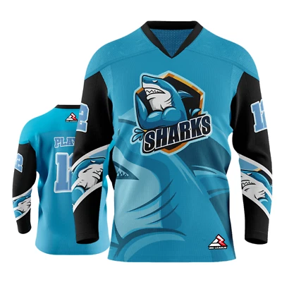 Camiseta deportiva personalizada para hombre mujer - tiburones - camiseta de hockey Foto 1 de 4