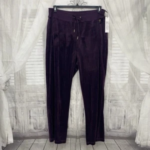 Calvin Klein Size 3X Plus Pants Purple Velvet Sweatpants Elastic Ties 32" Inseam - Picture 1 of 9