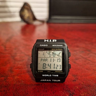 Raro Orologio Digitale Vintage Casio W-50U - Personalizzato H.I.P Japan Edizione "World Tour" - Immagine 1 di 4