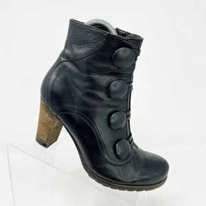 Miz Mooz Damen-Stiefeletten schwarz Leder Knopfleiste Absatz Größe 38 (US 7,5-8) - Bild 1 von 13