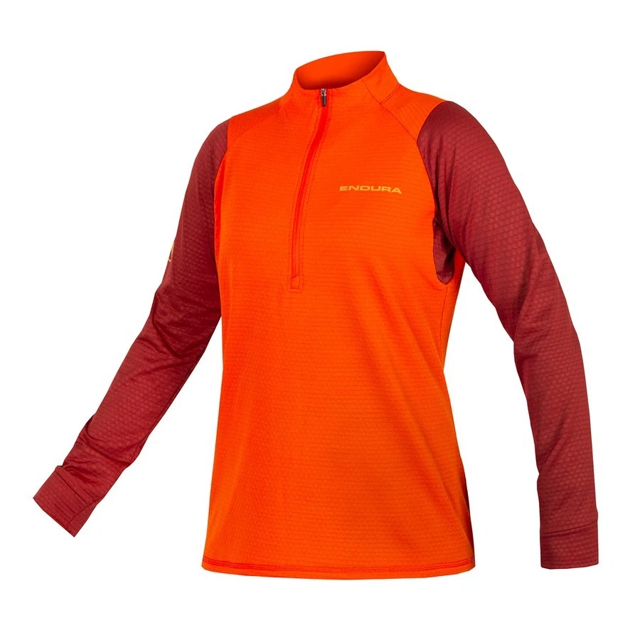 maglia a maniche lunghe singletrack fleece donna arancio Endura ciclismo - Immagine 1 di 1
