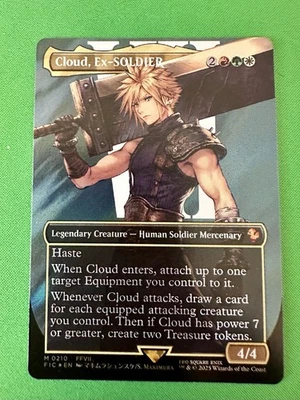 Cloud, Ex-SOLDIER (Borderless Surge Foil) #210 - MTG FIC - Excellent Condition - Image 1 of 3