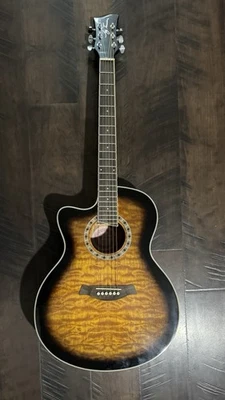 Guitarra eléctrica acústica zurda Jay Turser JTA-424QCET-LH-TSB serie JTA. Toba... Foto 1 de 4