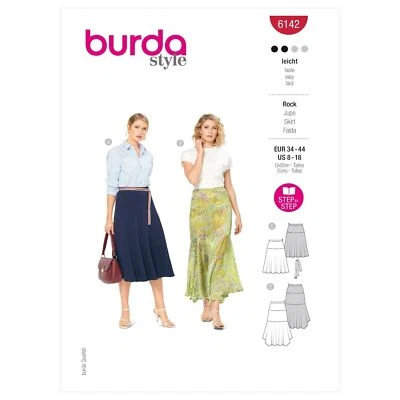 BURDA 6142 MISSES SKIRTS Sewing Pattern Sizes 8 - 18 Skill: EASY - Image 1 of 4