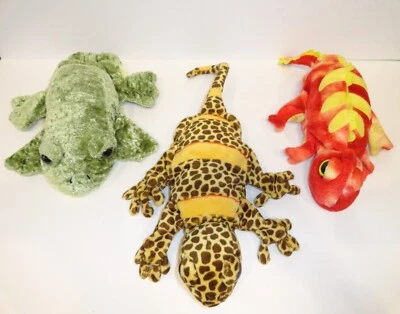 Caltoy Hand Puppet Lot Plush Reptiles Frog 2 Lizard Red Brown & Green P59 - Image 1 of 3
