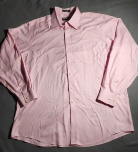 Kirkland Signature Shirt Mens Size 17 Pink Button Up Long Sleeve Collar Non Iron - Picture 1 of 16