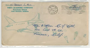 WW2 Patriotic 1943 FORT BENNING GEORGIA FIRST ACADEMIC CO. PARACHUTE SCHOOL - Picture 1 of 1
