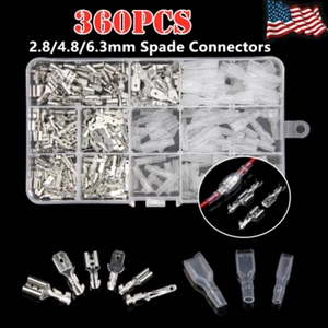 360X Assortment Spade Crimp Terminals Kit Male Female Electrical Wire Connectors - Picture 1 of 11