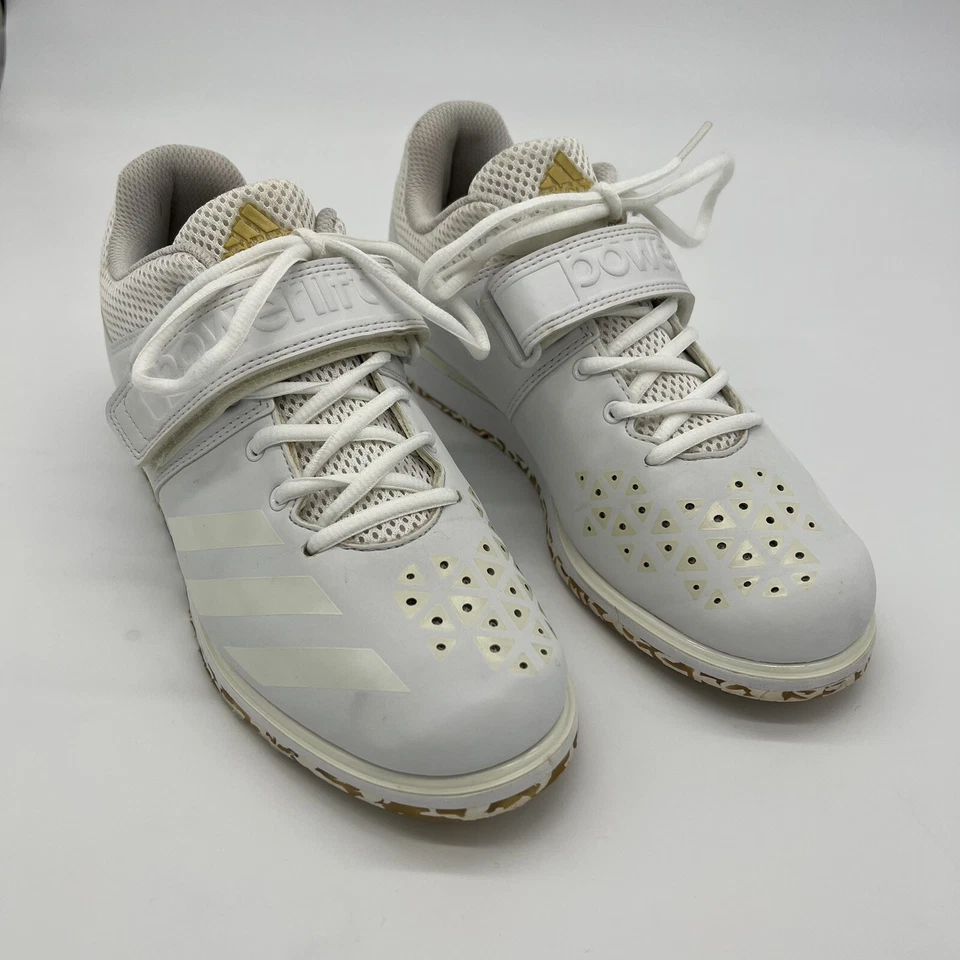 Adidas Powerlift 3.1 Hombres Zapatos de Levantamiento de Pesas Blanco Dorado Talla 8 CrossFit Foto 1 de 4