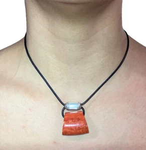 Collana ciondolo corallo spugna grossa regola cardinale argento sterling 925 Silpada - Foto 1 di 8