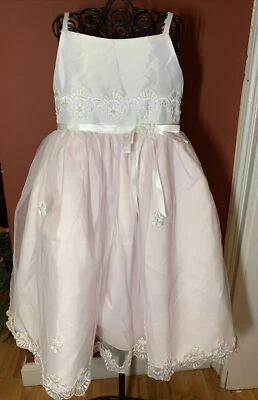 Vestido formal de boda Sarah Louise niñas 2 años rosa blanco Foto 1 de 4