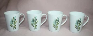 LOT OF 4 H2K (HOME TO KITCHEN) COFFEE CUPS / MUGS PORCELAIN GREEN LEAF DESIGN - Bild 1 von 9