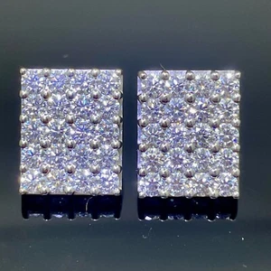 Estate Diamond Grid Earrings 18k White Gold - 3.20ctw H / VS - Picture 1 of 5