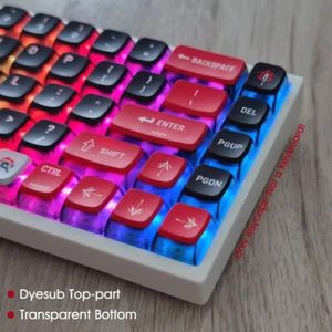 Translparent PBT Keycaps set Dyesub Black Red for Cherry MX Mechanical Keyboards - Picture 1 of 10