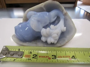 Carved Elephant Purple Chalcedony Sculpture - Picture 1 of 13