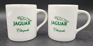 Pair of Vtg Jaguar Chesapeake Car Green Logo Mini Ceramic Advertising Mugs - Picture 1 of 10