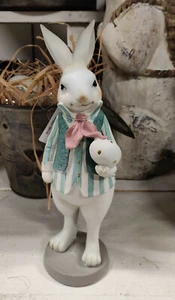 Osterhase Hase Ostern Dekohase mit Osterei 10 x 10 x 25 cm - Bild 1 von 5