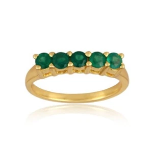 Anillos de piedras preciosas de eternidad enchapados en oro amarillo anillos de piedra de ónix verde de múltiples puntas - Imagen 1 de 4