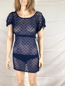 NWT Women's Miken Swim Cold-Shoulder Sleeve Crochet Tunic Cover-up - Picture 1 of 4