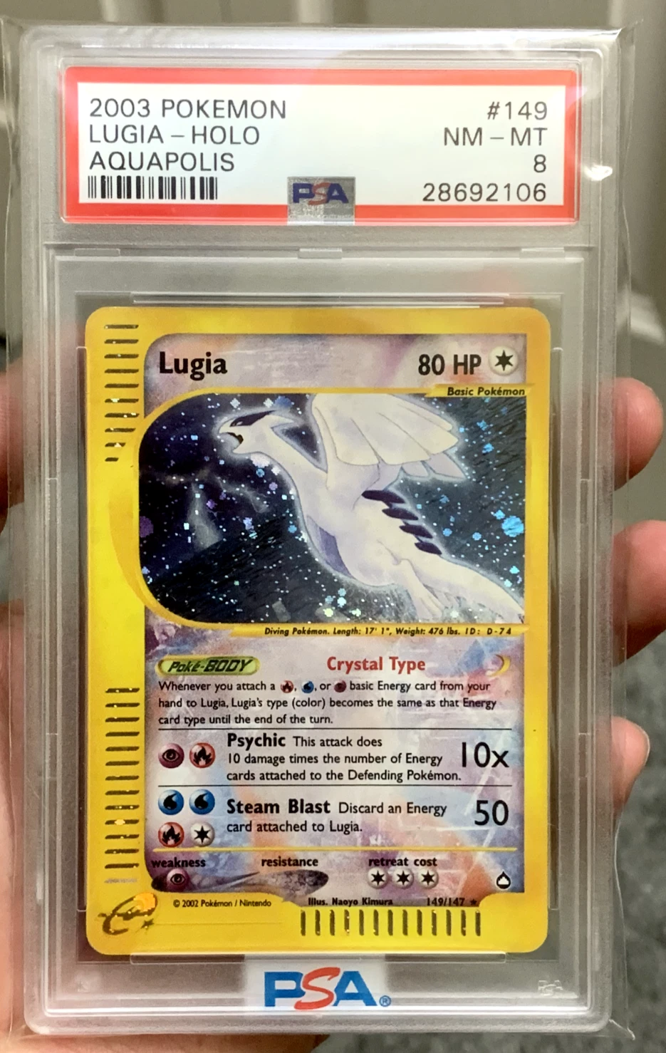 2003 WOTC Pokemon E Series Aquapolis Crystal Lugia 149/147 NM-MT!!