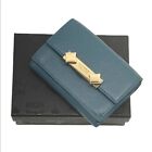MCM New in Box Deep Lagoon Leather Mini Card Case Wallet