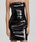 $295 Staud Women's Black Faux Leather Strapless Mini Dress Size 8