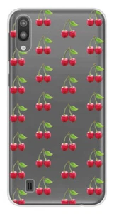 Coque en silicone imprimée compatible Samsung Galaxy M10 Cerises Gris - Photo 1 sur 3