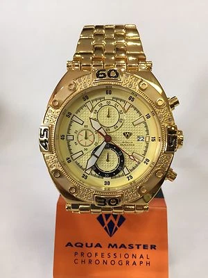 Men Aqua Master Jojo Jojino Joe Rodeo Yellow Metal Band 48mm Diamond Watch W#351 - Image 1 of 4