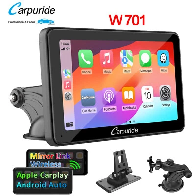 Carpuride W701 Wireless Stereos Portable Carplay Android Auto Mirror Link GPS  - Image 1 of 4