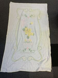 Vintage Chenille Baby Crib Blanket With Bear 65”X 39” 1940’s
