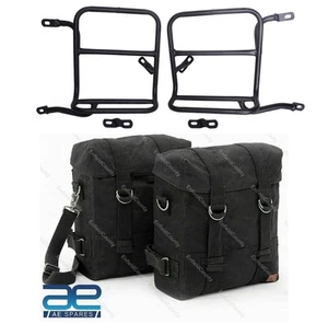 Sacs Panniers Noirs Avec Fixation Pour Royal Enfield New Classic Reborn 350 Ecs - Picture 1 of 10
