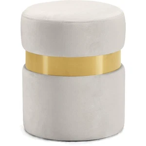 Meridian Funriture Hailey Velvet Ottoman/Stool Gold Contemporary Cream Velvet - Picture 1 of 1