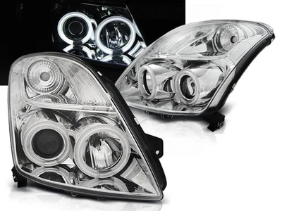 faros para SUZUKI SWIFT 2005 2006 2007 2008-2010 CCFL ojos de ángel cromo LHD Foto 1 de 4