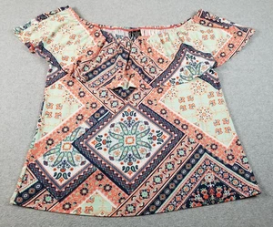 NEW Kristin Nicole Top Women’s 2X Plus Floral Paisley Off the Shoulder Boho Knit - Picture 1 of 10