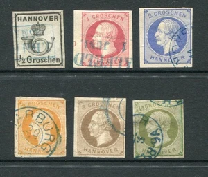 HANOVER Estados Alemanes 1859-61 Usado Conjunto a 10g Firmado 6 Estampillas Scott $1000 - Imagen 1 de 2