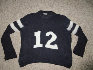 HOLZSCHIFFE FUSSBALL TRIKOT PULLOVER #12 MARINE S/M ACRYL MOHAIR WOLLMISCHUNG - Bild 1 von 5