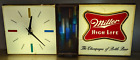 Panneau d'horloge lumineux vintage années 1950/60 Miller High Life bière disco - fonctionne