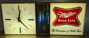 Insegna Orologio Illuminato Vintage Anni '50/'60 Miller High Life Birra Discoteca - Funziona - Foto 1 di 15